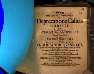 Exercitatio Theologica De Deprecatione Calicis Christi