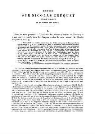 Notice sur Nicolas Chuquet et son Triparty en la science des nombres.