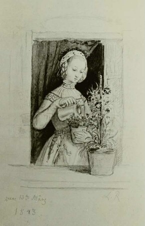 Meta gießt Blumen