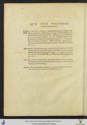 Quae Hoc Volumine Continentur.