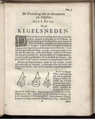 De Vervulling van de Geometria en Algebra: Het I. Boek. Van de Kegelsneden.
