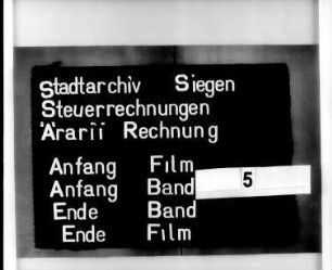 Ärarii-Rechung der Stadt Siegen