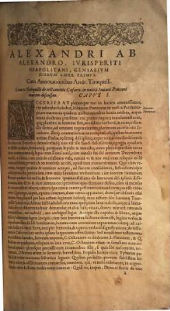 Semestria in genialium dierum Alexandri ab Alexandro jurisperiti Neapolitani lib. VI.