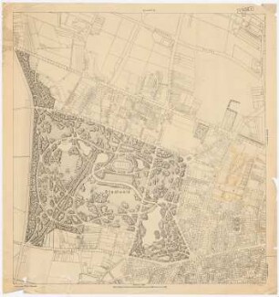 Wettbewerb zur Bebauung des Inneren Rayons, Köln: Grundplan über Grundkarte 1:2500