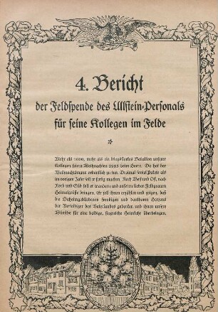 4.1915: Bericht der Feldspende des Ullstein-Personals