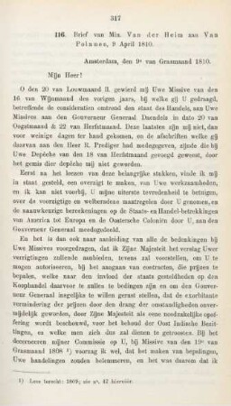 116. Brief van Min. Van der Heim aan Van Polanen, 9 April 1810