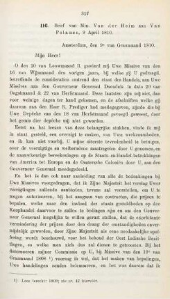 116. Brief van Min. Van der Heim aan Van Polanen, 9 April 1810