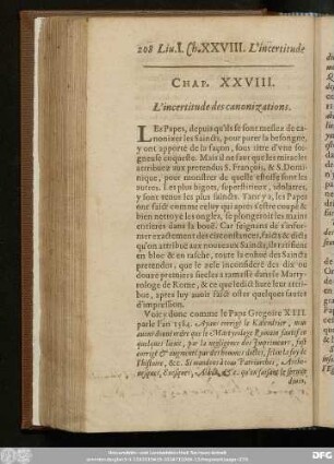 Chap. XXVIII. L'incertitude des canonization.