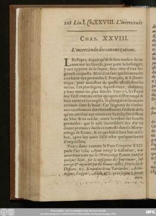 Chap. XXVIII. L'incertitude des canonization.