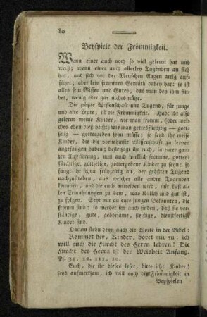 Beyspiele der Frömmigkeit.