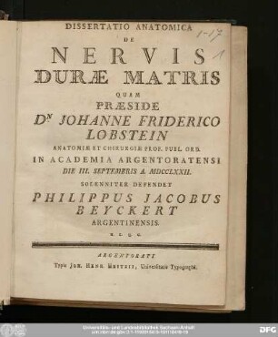 Dissertatio Anatomica De Nervis Duræ Matris