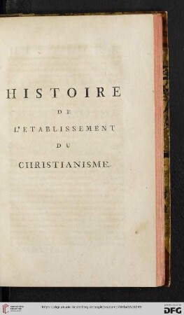 Histoire de l'etablissement du christianisme
