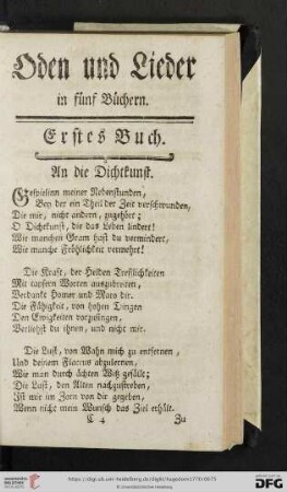 Oden und Lieder in fünf Büchern