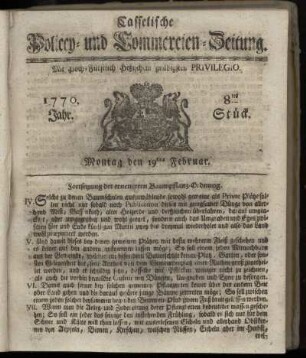 8tes Stueck, Montag den 19ten Februar. 1770