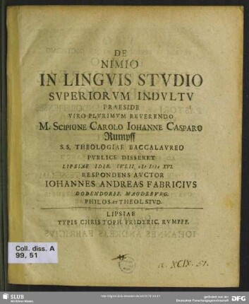 De Nimio In Linguis Studio
