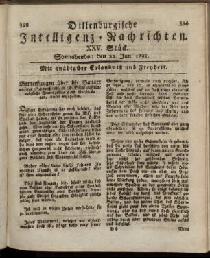XXV. Stück. Sonnabends: den 22. Jun. 1793.