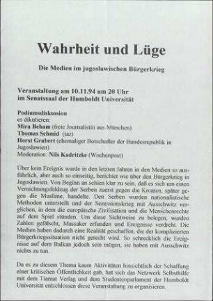 Wahrheit und Lüge Die Medien im jugoslawischen Bürgerkrieg