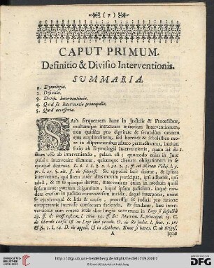 Caput primum: Definitio & Divisio Interventionis