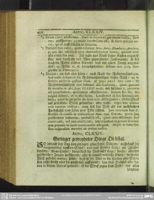 Artic. CLXXIV. Geringer geweyhter Dinge Diebstal