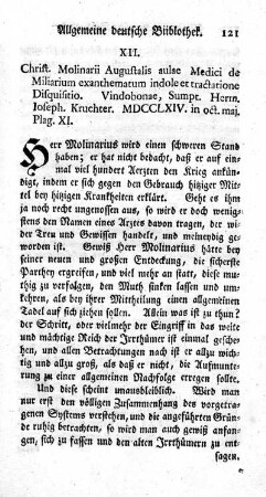 XII. De Miliarium exanthematum indole et tractatione Disquisitio.