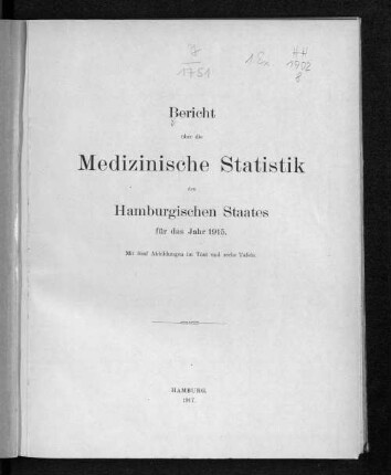 1915(1917): Bericht über die medizinische Statistik des Hamburgischen Staates