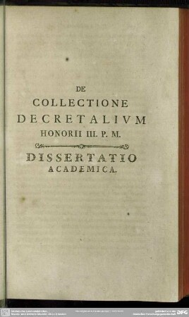 De Collectione Decretalium Honorii III. P. M.