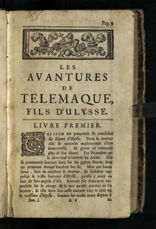 Les Avantures de Telemaque, Fils D'Ulysse