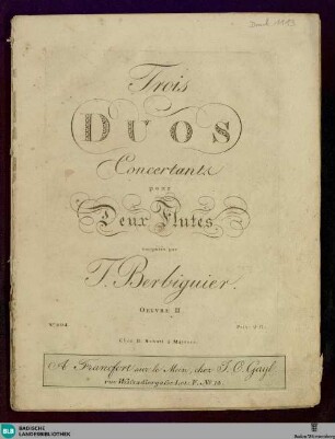 Trois duos concertant : pour deux flutes œuvre 2