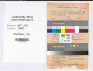 Entnazifizierung Fritz Zaeschke, geb. 14.02.1903 (Betriebswirt)