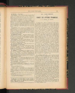 La Discussion de Budget des Affaires Étrangères.