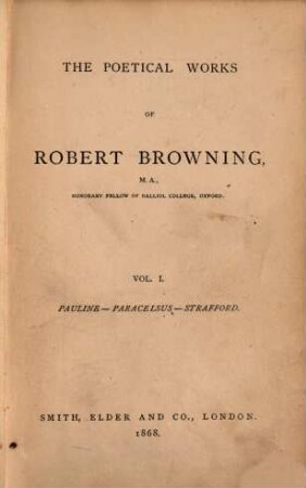 The poetical works of Robert Browning, 1