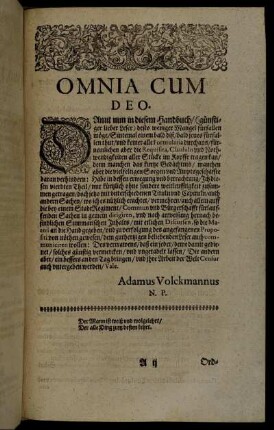 Omnia Cum Deo.