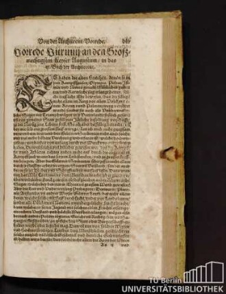 Vorrede Vitruuii an den Großmechtigsten Keyser Augustum / in das IX. Buch der Architectur.