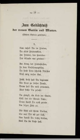 Zum Gedächtniß