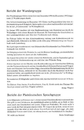 Bericht der Plattdeutschen Sprachgruppe
