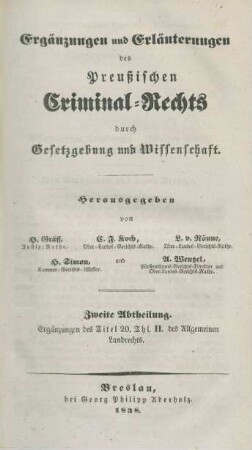 Allgemeines Landrecht. Zweiter Theil. Zwanzigster Titel.