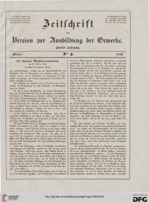 Die allgemeine Mitgliederversammlung am 30. März 1852