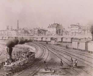 USA, Chicago, Michigan Avenue und Station of the Illinois Central Railway, 1863