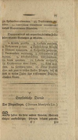 V. Empfindliche Dionäe