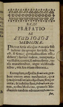 Præfatio Ad Studiosos Medicinæ.