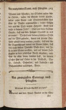 Am zwanzigsten Sonntage nach Pfingsten.