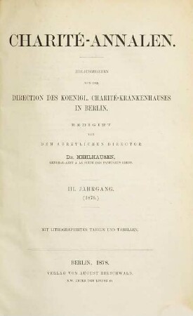 Charité-Annalen. 3. 1876 (1878)