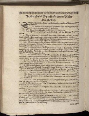 Register uber die Capitel dieser dreyen Bücher.