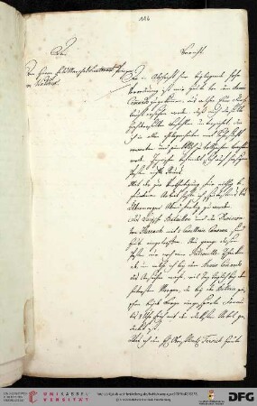 Schreiben an den General-Feldmarschall Prinz v. Waldeck