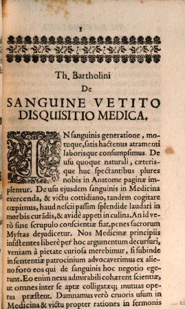 De sanguine vetito disquisitio medica : cum Cl. Salmasii iudicis