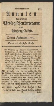Sechs und vierzigste Woche