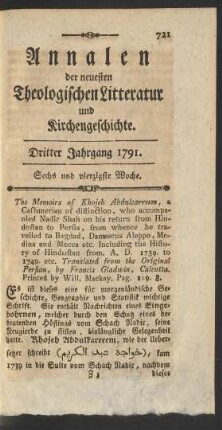 Sechs und vierzigste Woche