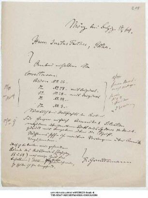 Brief von Reinhold Grundemann an Justus Perthes' Geographische Anstalt  : Mörz bei Belzig, 17.07.1869