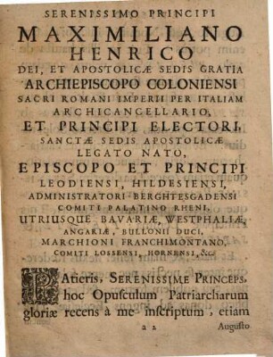 Iacobi Lobbetii Leodiensis ... Gloria Patriarcharum Sive Qvaestiones Morales In Evangelia Festorum D. Augustini, D. Benedicti, D. Brunonis ...