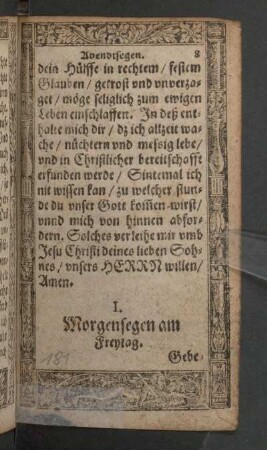 Morgensegen am Freytag.